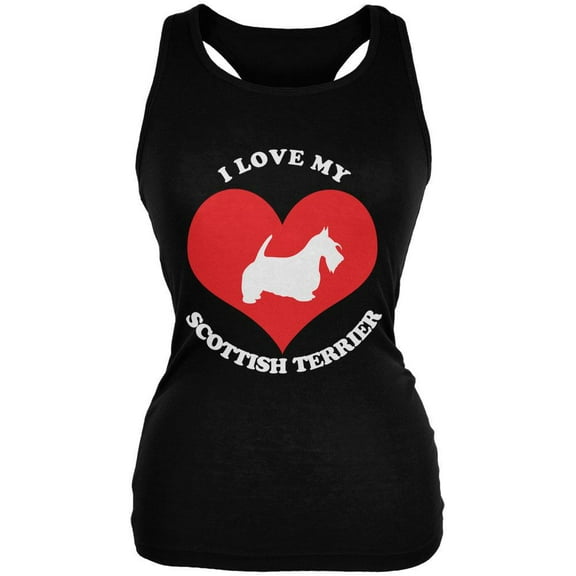 Valentines I Love My Scottish Terrier Black Juniors Soft Tank Top - 2X-Large