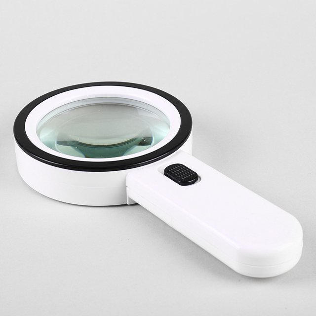 Lupa de lectura con 12 luces LED, lente de doble cristal con aumento de 30x. Para leer fácilmente monedas, sellos, tarjetas. Ideal en caso de degeneración macular. TUNC Sencillez