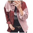 thumbnail image 1 of Ladies Corduroy Buttoned Cardigan Long Sleeve Lapel Loose Splicing Shirt Jacket, 1 of 6
