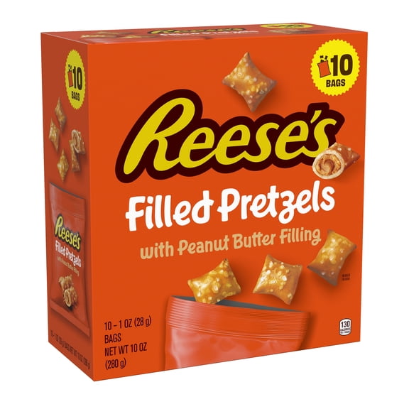REESE'S Peanut Butter Filled Pretzels Multipack, 1 oz (10 Count)