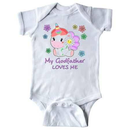 

Inktastic My Godfather Loves Me- cute unicorn Gift Baby Boy or Baby Girl Bodysuit