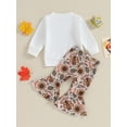 thumbnail image 4 of Thanksgiving Outfit Toddler Baby Girl Long Sleeve Sweatshirt Bell Bottom Pants Set Fall Clothes, 4 of 9