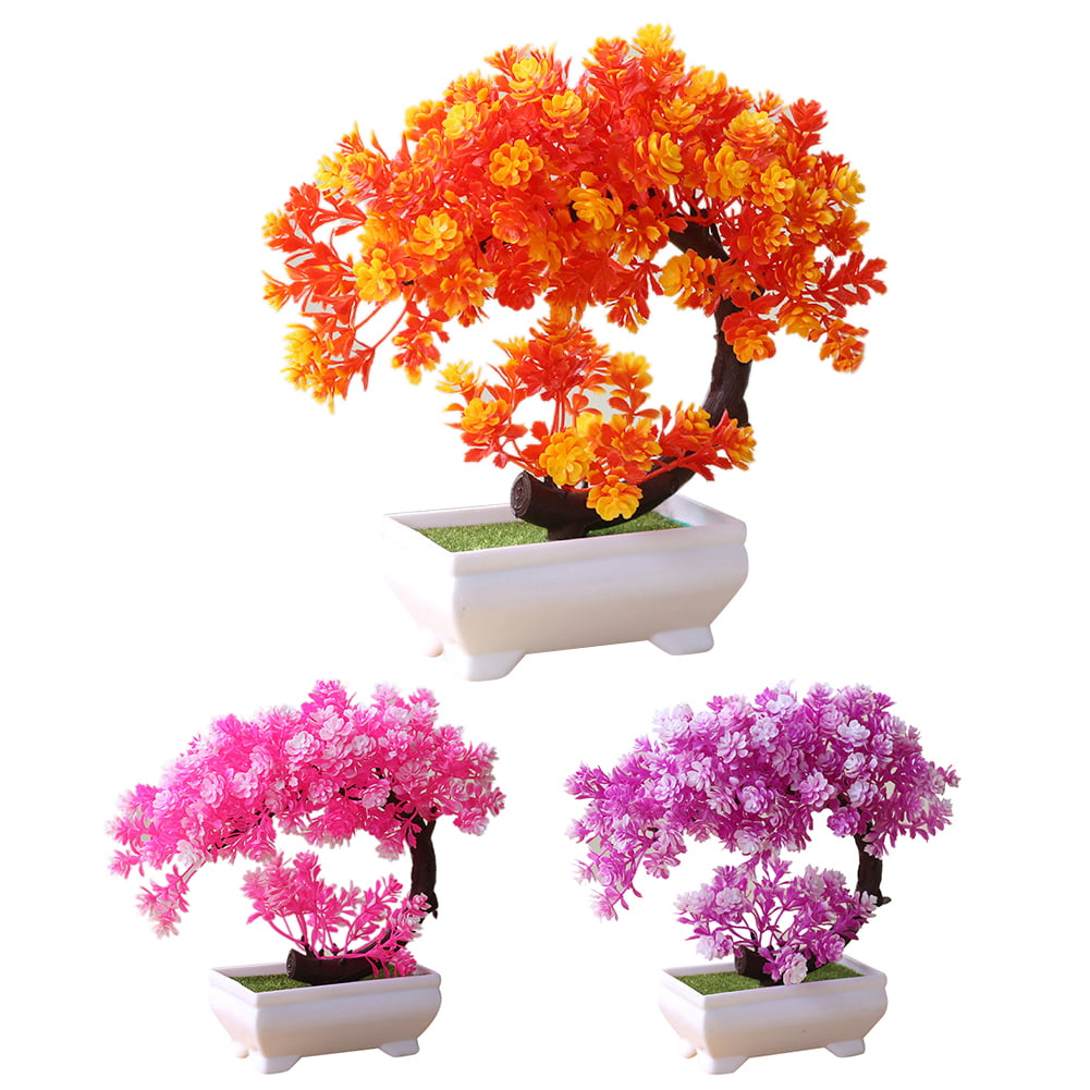 IMIKEYA 1Pc Artificial Potted Plant Simulation Houseplants Indoor Faux Bonsai Adornment for Home Office Desk Room Decoration Pink