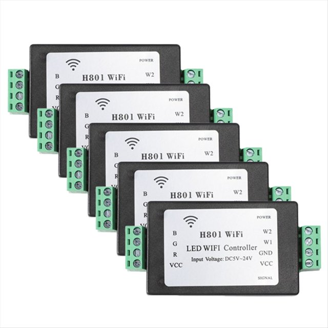 Controladores LED RGBW H801 con Wifi, Entrada de 5-24 V CC para Tiras de Luces LED SMD 5050, 2835 y 3528.