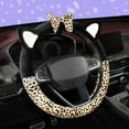 thumbnail image 4 of Plush Car Steering Wheel Cover Luxurious Leopard Print Universal Fit for Car SUV Warm Soft Anti-Slip, 4 of 6