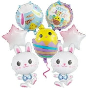 BGFIIPAJG 7 Pcs Easter Balloons Large Bunny Chicken Egg Shaped Mylar Foil Balloons White Green Yellow Balloons For Home Happy Themed Party Decorations Supplies