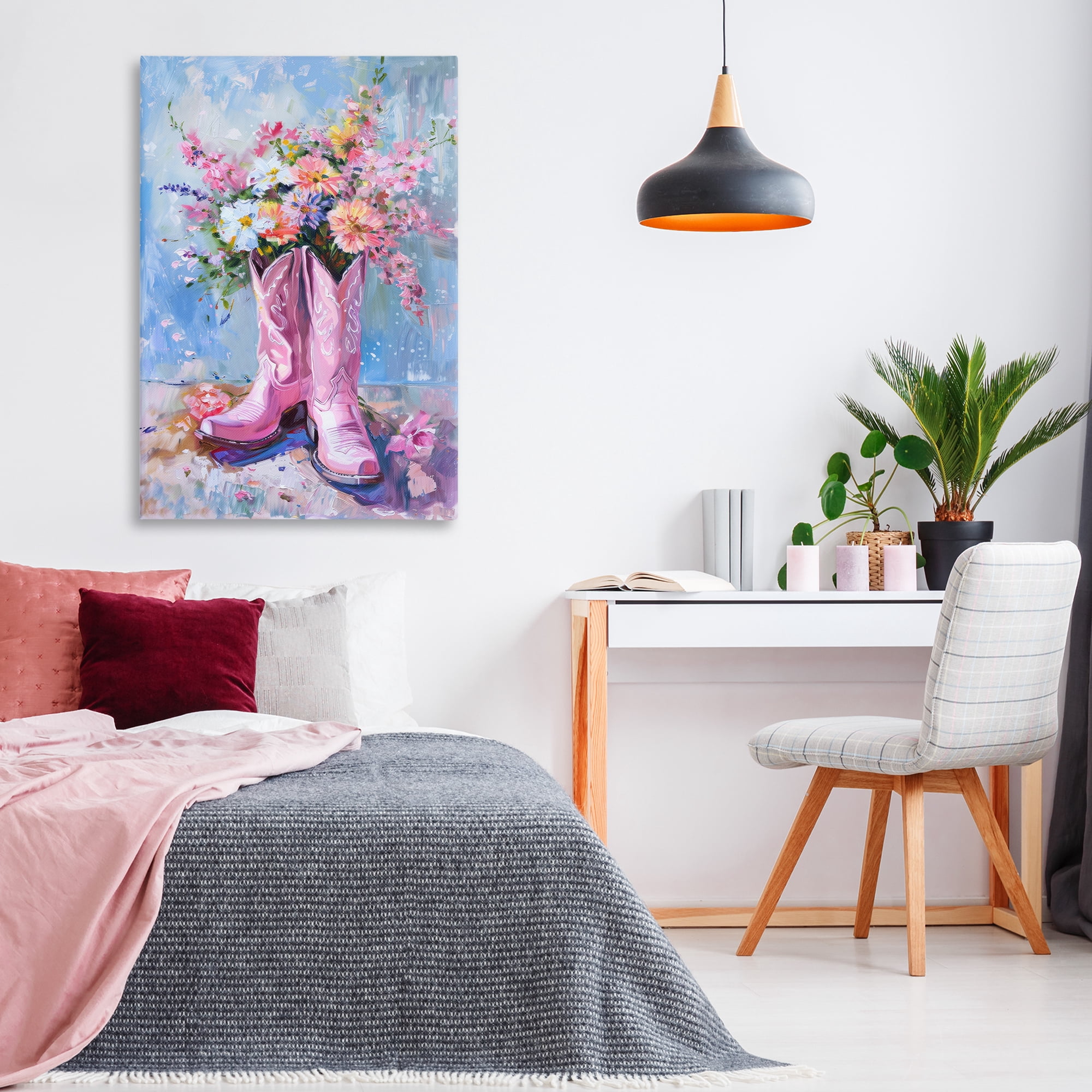 Stupell Industries Floral Cowgirl Boots Plants & Flowers Painting Wrapped Canvas Art Print Wall Art, 30 x 45
