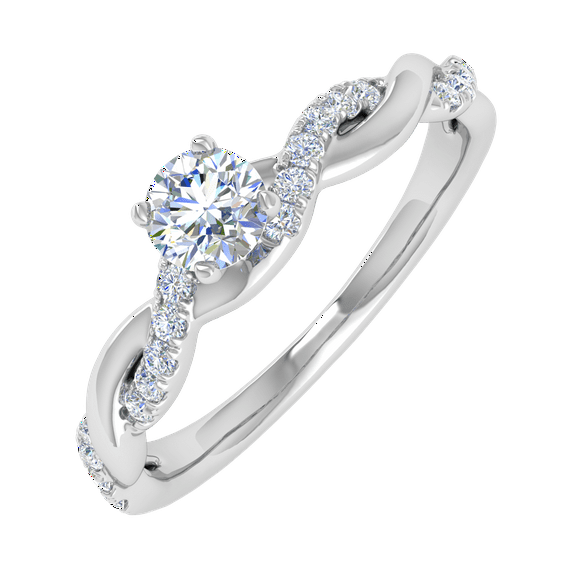 1/3 Carat Prong Set Solitaire Diamond Engagement Ring Band in 14K White Gold (Ring Size 7)