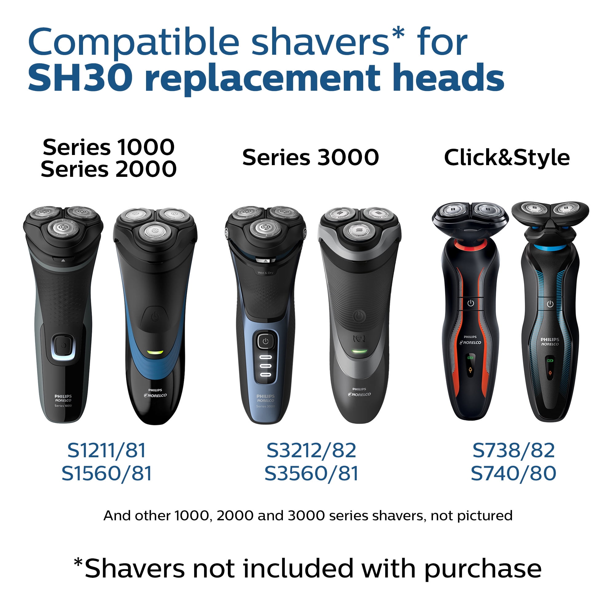 Philips Norelco Shaving Heads for Shaver Series 3000, 2000, 1000
