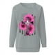 thumbnail image 5 of ICHUANYI Liquidación Mujeres Casual Manga Larga Cuello Redondo Tops Camisas Sueltas Blusa Estampado Sudadera ICHUANYI WER202308233525, 5 of 6
