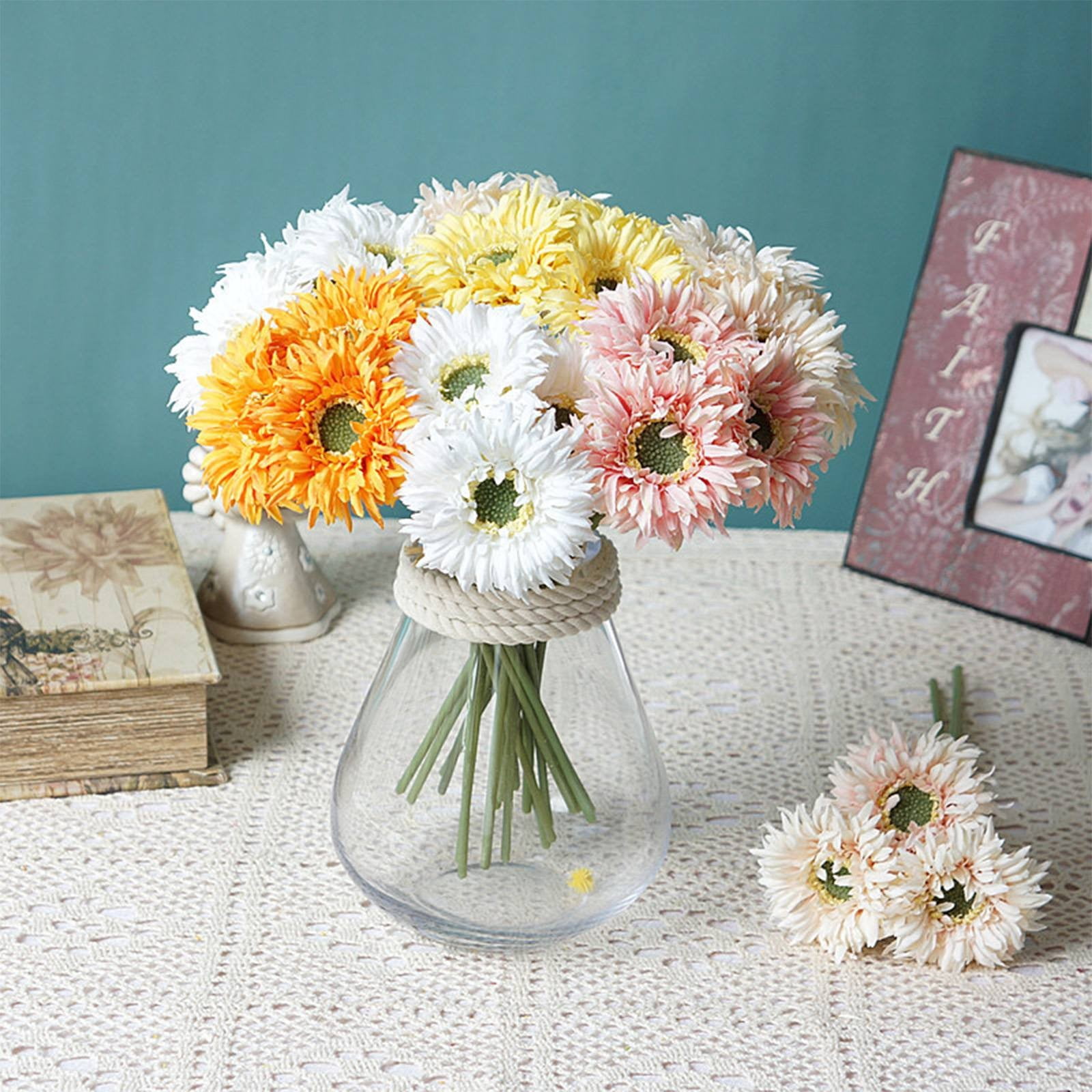 9 Tournesols Artificiels 48cm - Bouquet Fleurs Naturelles Pour Décoration Maison Et Mariage