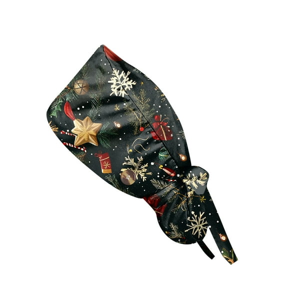 Women's Ponytail Scrub Cap - Fashion Print Surgical Hat for Nurses Medical Workers Chef, Comfortable Cotton Bouffant Cap with Adjustable Tie (1PC)