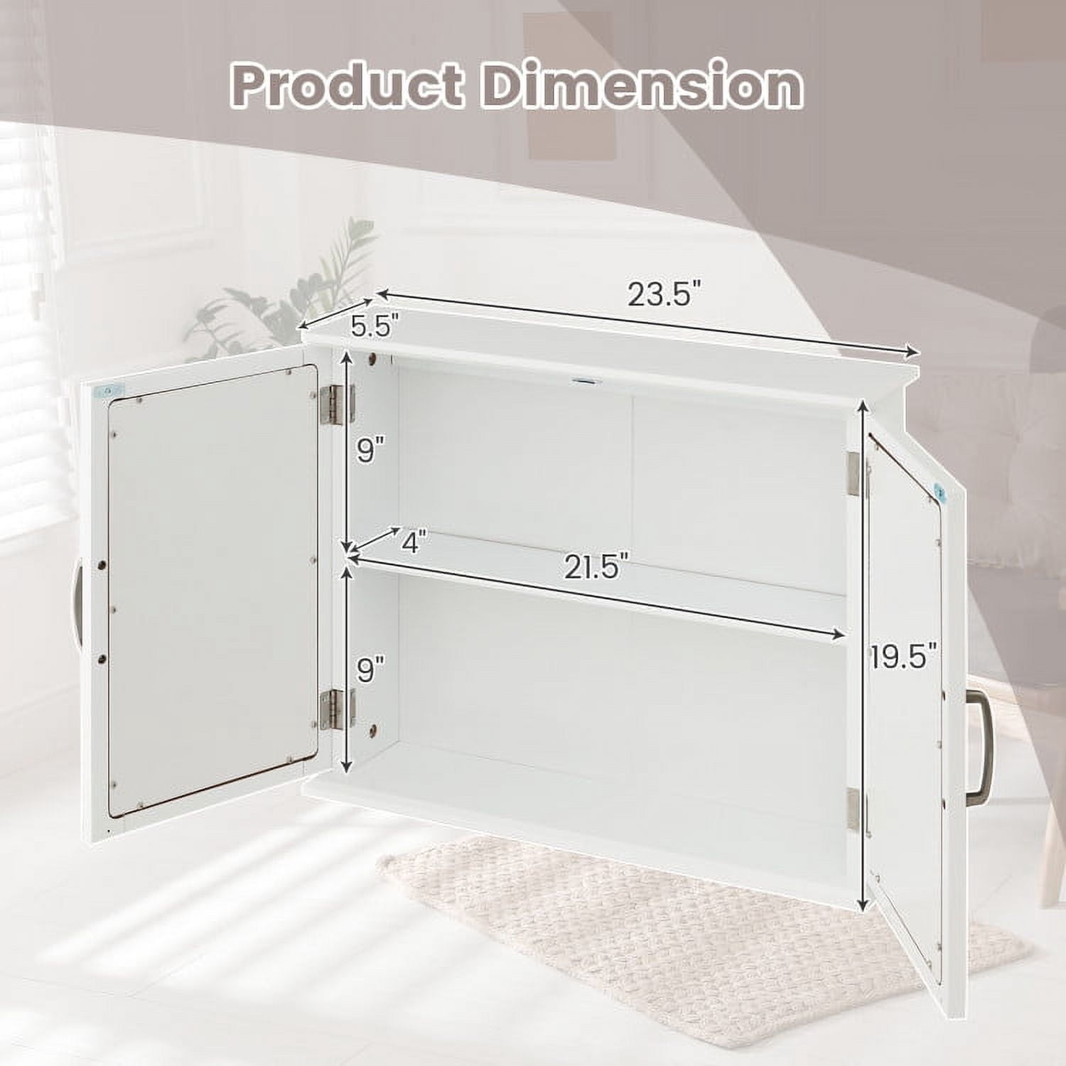 Resenkos Wooden Bathroom Wall Cabinet Space Saver Over The Toilet Storage Cabinet with Door and Adjustable Shelf for Bathroom Laundry Room Kitchen