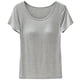 thumbnail image 5 of Camiseta de mujer de manga corta con almohadilla para el pecho de verano, sujetador de color liso, media manga, se puede usar como camisa de fondo, 5 of 5