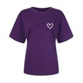 thumbnail image 5 of AherBiu Hauts d'Été pour Femmes Manches Courtes T-Shirts Confortables Imprimé Cœur Col Rond Basiques Blouse, 5 of 5
