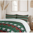 thumbnail image 6 of Ambesonne Mexican Duvet Cover Set, Folk Art Skulls Roses, 2-Calking, Green White Red, 6 of 7