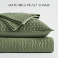 thumbnail image 5 of EVERGRACE Luxury Velvet Quilt Set King Size 3 Piece, Soft Cross-Stitch Velvet Comforter Set with Pillow Shams, Lightweight Coverlet Bedspread Bedding Set for All Seasons, Loden Green, 5 of 8