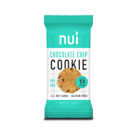 Keto Cookies, Low Carb Snacks: Chocolate Chip Cookies by Nui - 4g Net Carbs, 8 Pack (16