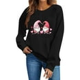 thumbnail image 5 of Womens Valentine Gnome Sweatshirt Cute Oversized Shirt for Her, Soft Lightweight Casual Crewneck, Holiday Gift Idea, Black,Size XL, 5 of 6
