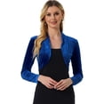 thumbnail image 1 of Cárdigan Bolero Allegra K Terciopelo Azul Real M, 1 of 6