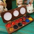 thumbnail image 3 of facefd Wood Palette Tray Wooden Paint Box, Paint Container Travel Paint Case Mixing 16 Grids, 3 of 5