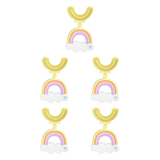 Toystoory Cepillo de para niños en forma de U 2-6 años Cepillo de para bebés Limpieza de Herramientas de entrenamiento Amarillo 5piezas Toystoory CBP186567