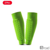 Soccer Shin Guards With Compression Sleeves - 2Pcs Honeycomb Protective Calf Socks For Football, Basketball, Running - Kids & Adults,2PCS green,L