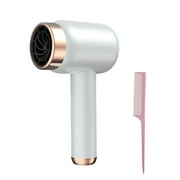 ETHKIA Portable Rechargeable USB Hair Dryer, Hot Cold Wind Portable Battery Powered Blow Dryer for Travel Camping Home Use (Hair Dryer Comb Set) White