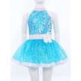thumbnail image 4 of Haitryli Big Girls Shiny Sequin Ballet Leotard Tutu Dress Layered Tulle Skirt Gymnastics Dance Ballerina Outfit Blue 10, 4 of 7