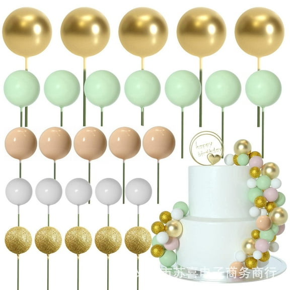 50pcs Ball Cake Boho Grass Cake Topper Ball Cake Insert Decoration for Birthday Decorations Boho Themed Party Supplies