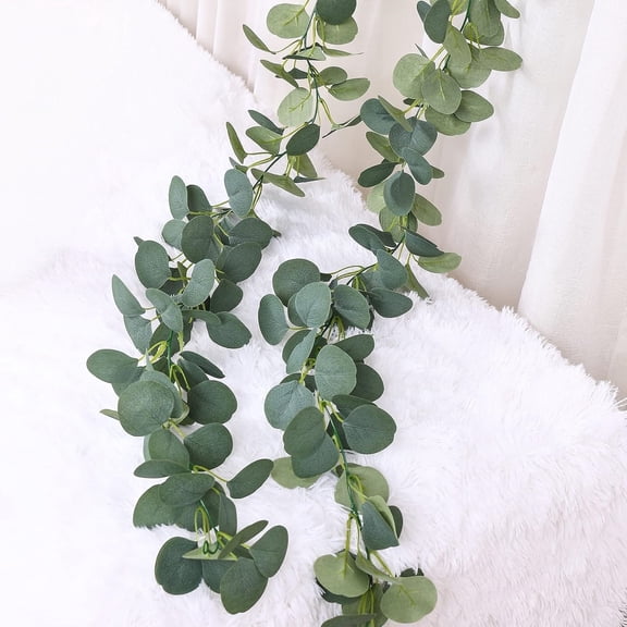 2 Pack Artificial Eucalyptus Garland - Faux Silver Dollar Greenery Vines for Wedding Arch, Table Runner, Party & Home Decor. 6FT Realistic & Durable.