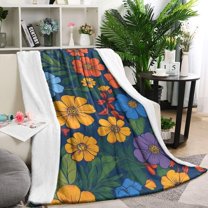 Pioneer Flower Blanket,Comfortable Soft Flannel Throw Blanket,All Season,Warm Lightweight Blankets for Sofa Bed Couch Living Room Chair,40"x50"(100x130cm)