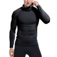 thumbnail image 2 of Hombres Fitness manga larga ajustado deporte sólido Casual secado rápido pulóver Tops blusa Pompotops  oipoqjl7801, 2 of 6