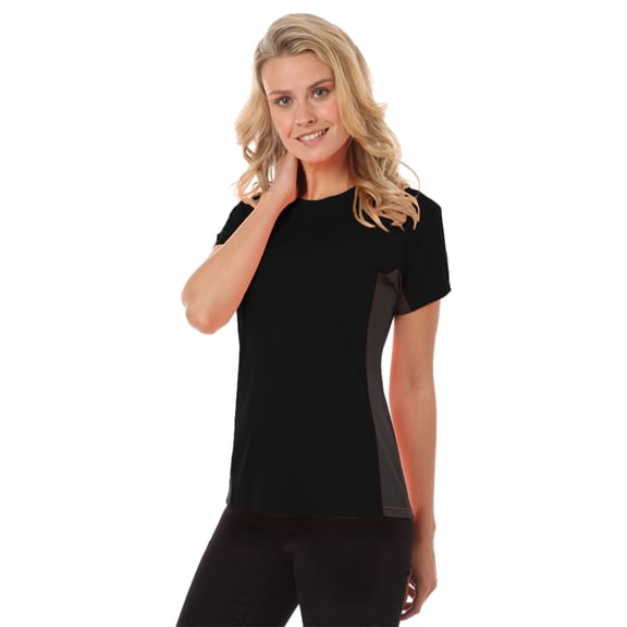 BlueGeneration Ladies Colorblock Wicking Tee - Black 2 Extra Large Solid