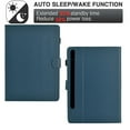 thumbnail image 3 of ELEHOLD Leather Wallet Case For Samsung Tab A 10.1 (2016) Fiber Pattern Lightweight Folio Stand Cover, Auto Sleep&Week Function, Full Body Protection, Darkblue, 3 of 9