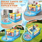 Veeboto PVC Bouncy Castle, Indoor Outdoor Inflatable Bounce House with Jumping Area, Basketball Hoop, Pool, 135W Blower