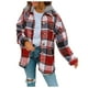 thumbnail image 1 of Abrigo y chaquetas casuales con capucha de manga larga para mujer, abrigo largo de lana a cuadros con capucha y botones sueltos a la moda para mujer, 1 of 4