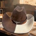 thumbnail image 3 of RUINIXCW Western Suede Cowboy Hat Cowgirl Hat for Women Men Wide Brim Classic Outdoor Party Fedora Hats with Bull Head Belt Buckle, 3 of 6