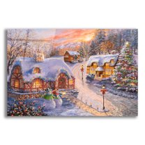 Epic Art 'Winter Cottage Glow' by Nicky Boehme, Acrylic Glass Wall Art, 24"x16"