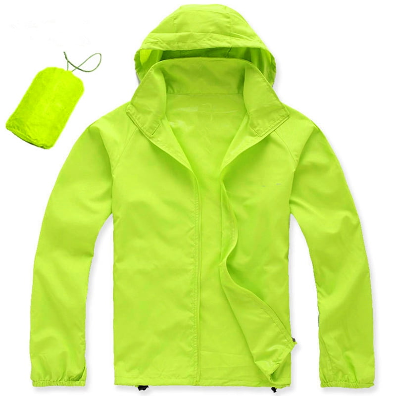 Ultramince Impermeable a l Eau Coupe Vent Manteau de Sport en Plein Air Cyclisme Hommes Femmes Veste Couleur Vert Fluorescent Taille L Walmart
