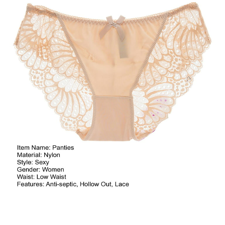 harmtty Women Panties Low Waist Lace Breathable See-through Bow