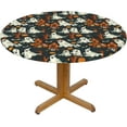 thumbnail image 2 of Halloween Round Tablecloth Scary Ghost Spooky Pumpkin Table Cover with Elastic Edge Washable Fitted Table Cloth for Kitchen Patry Outdoor Decor Fits 36"-44", Small, 2 of 6