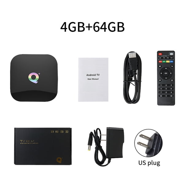 Quad Core Top Box 6k Juego de reproductor multimedia para Android 9.0 2 Receptor de televisión USB Caja de TV Enchufe de EE. UU. 4GB + 64GB Eigraketly EL000079-01B