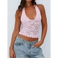 thumbnail image 2 of Womens Sexy V-Neck Sleeveless Halter Cami Tops Going Out Y2K Trendy Lace Cropped Tank Tops, 2 of 6