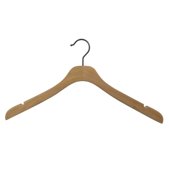 Nahanco Slimline 17" Jacket Hanger - Raw Finish With Gunmetal Hook