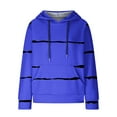thumbnail image 4 of ShomPort Women's Fall Casual Hoodie Comfy Long Sleeve Striped Sweatshirt Hooded Pullover with Pockets, 4 of 6
