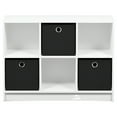 thumbnail image 3 of Furinno Basic 6 Cube Storage Organizer Bookcase with Bins, White/Black, 3 of 5