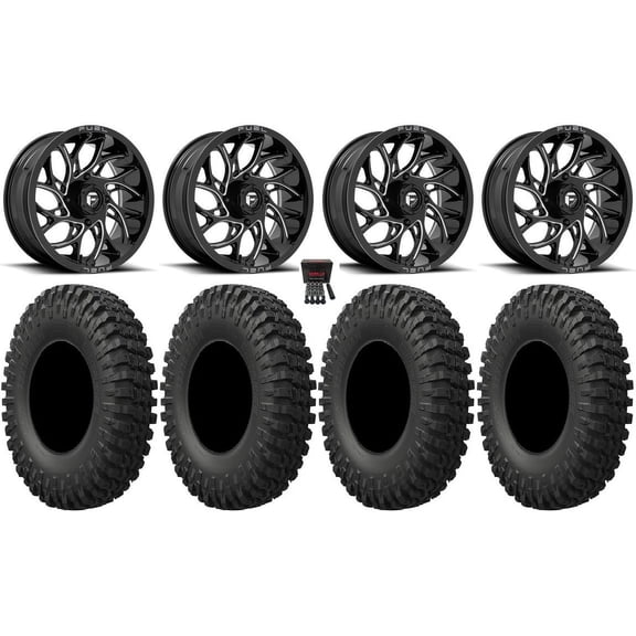 Fuel Runner 18" Wheels Black 37" MotoCrusher Tires Can-Am Maverick X3 / Honda Pioneer 1000 / Talon
