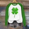 thumbnail image 2 of St. Patricks Day Shirts for Women Shamrock Clover Print Sweatshirt Color Block Raglan Tops Long Sleeve Pullover Teacher St Patricks Day Shirt, 2 of 5