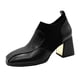 thumbnail image 1 of NECHOLOGY Botas Mujer Adulto Femenino Zapatos Botines para mujer Botines de mujer Panel de cuero de moda Cómodo Punta cuadrada Tacón cuadrado Tacón grueso (Black, 8), 1 of 7